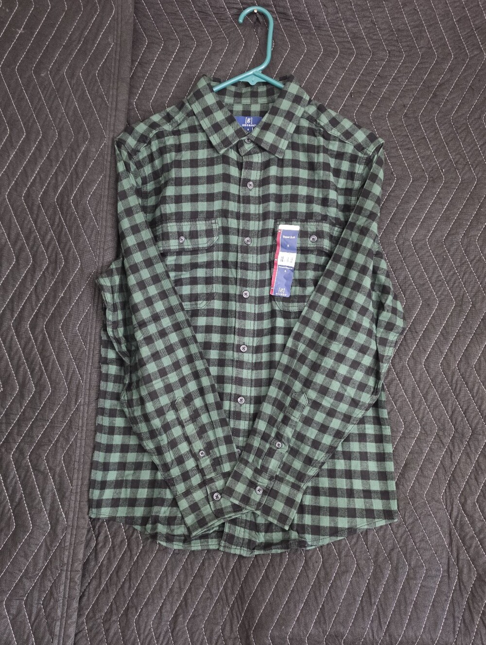 George Green and Black Plaid Button-Down Shirt